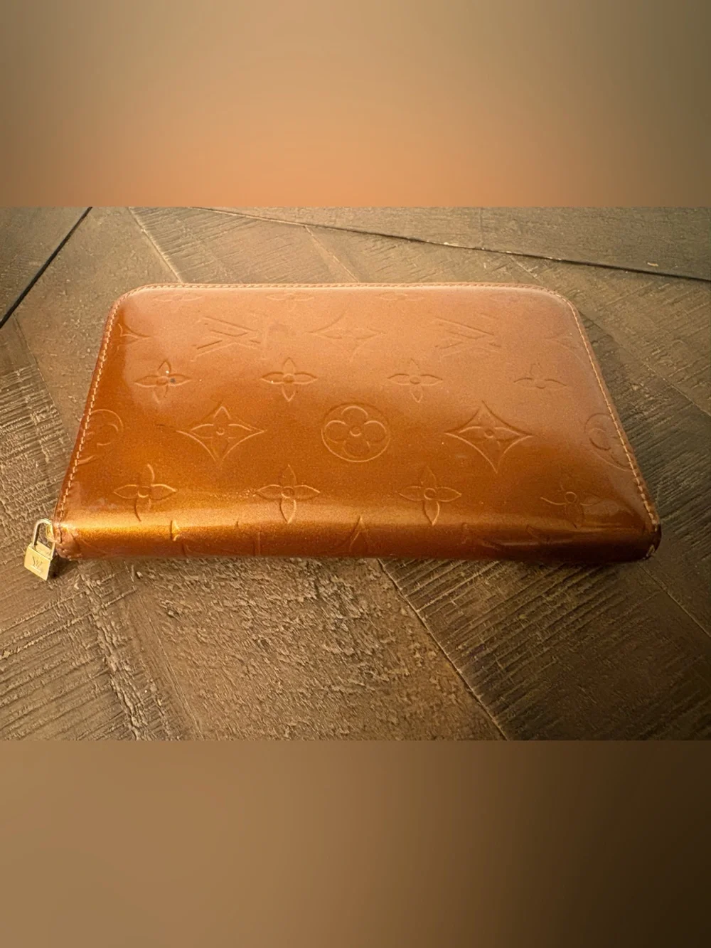 Louis Vuitton Monogram Vernis Bronze Zippy Organizer Long Wallet Zip Around